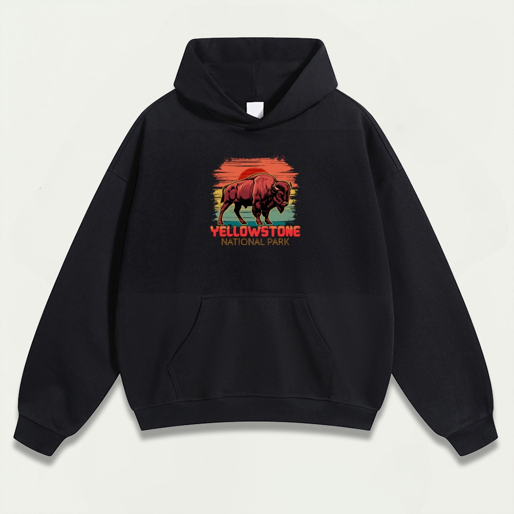 Yellowstone National Park Heavyweight Bison Hoodie-HikeVista