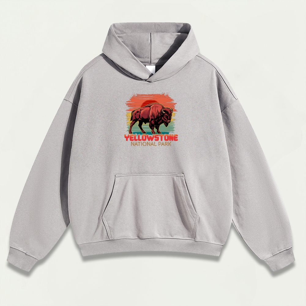 Yellowstone National Park Heavyweight Bison Hoodie-HikeVista