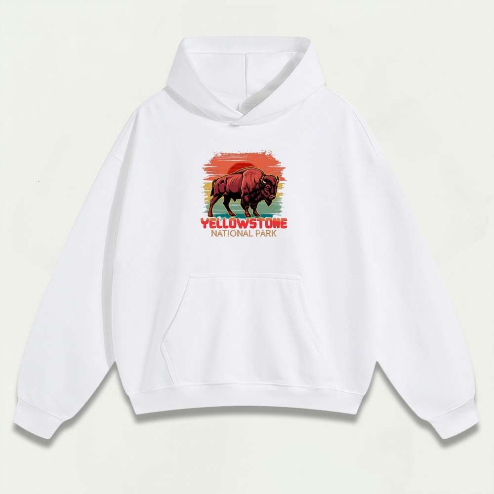 Yellowstone National Park Heavyweight Bison Hoodie-HikeVista