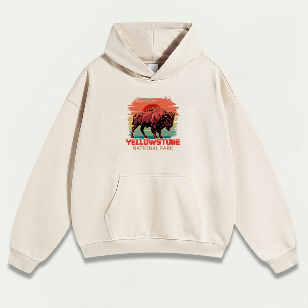 Yellowstone National Park Heavyweight Bison Hoodie-HikeVista