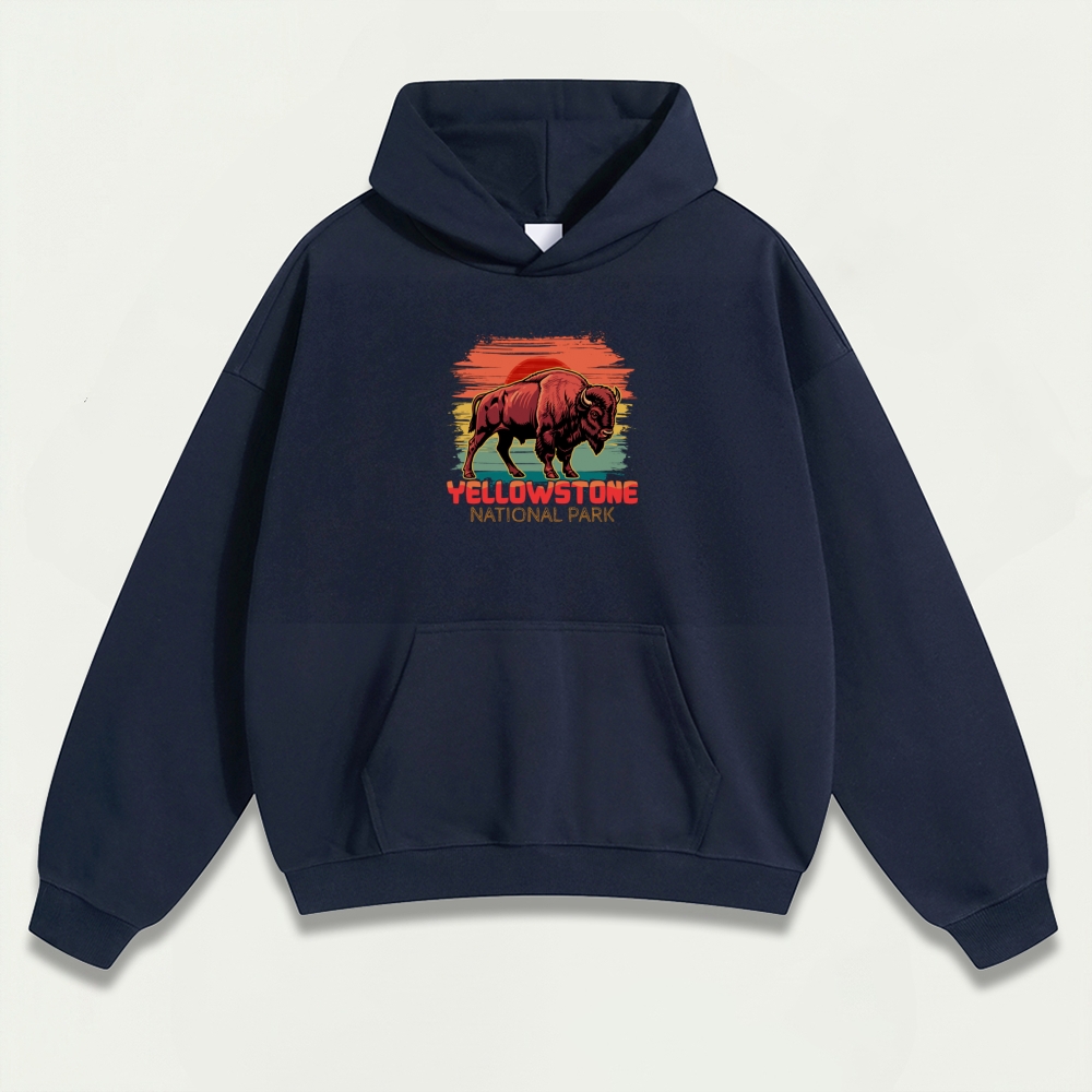 Yellowstone National Park Heavyweight Bison Hoodie-HikeVista