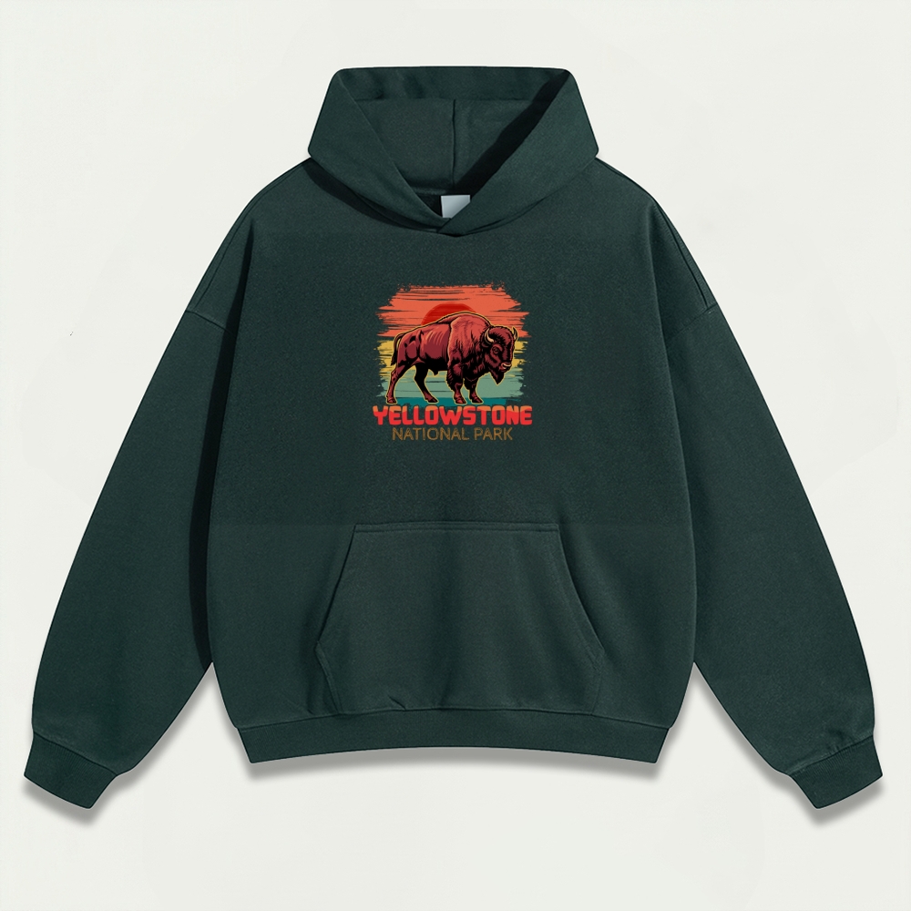 Yellowstone National Park Heavyweight Bison Hoodie-HikeVista