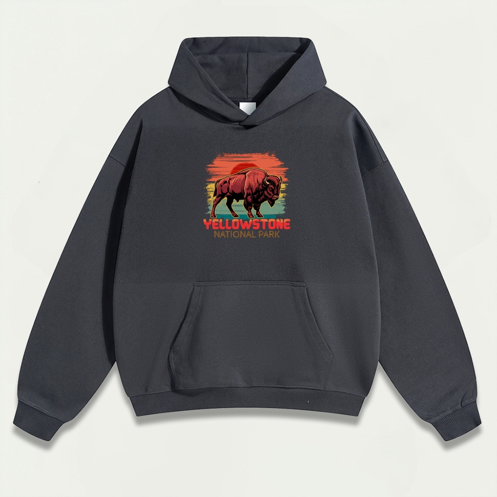 Yellowstone National Park Heavyweight Bison Hoodie-HikeVista