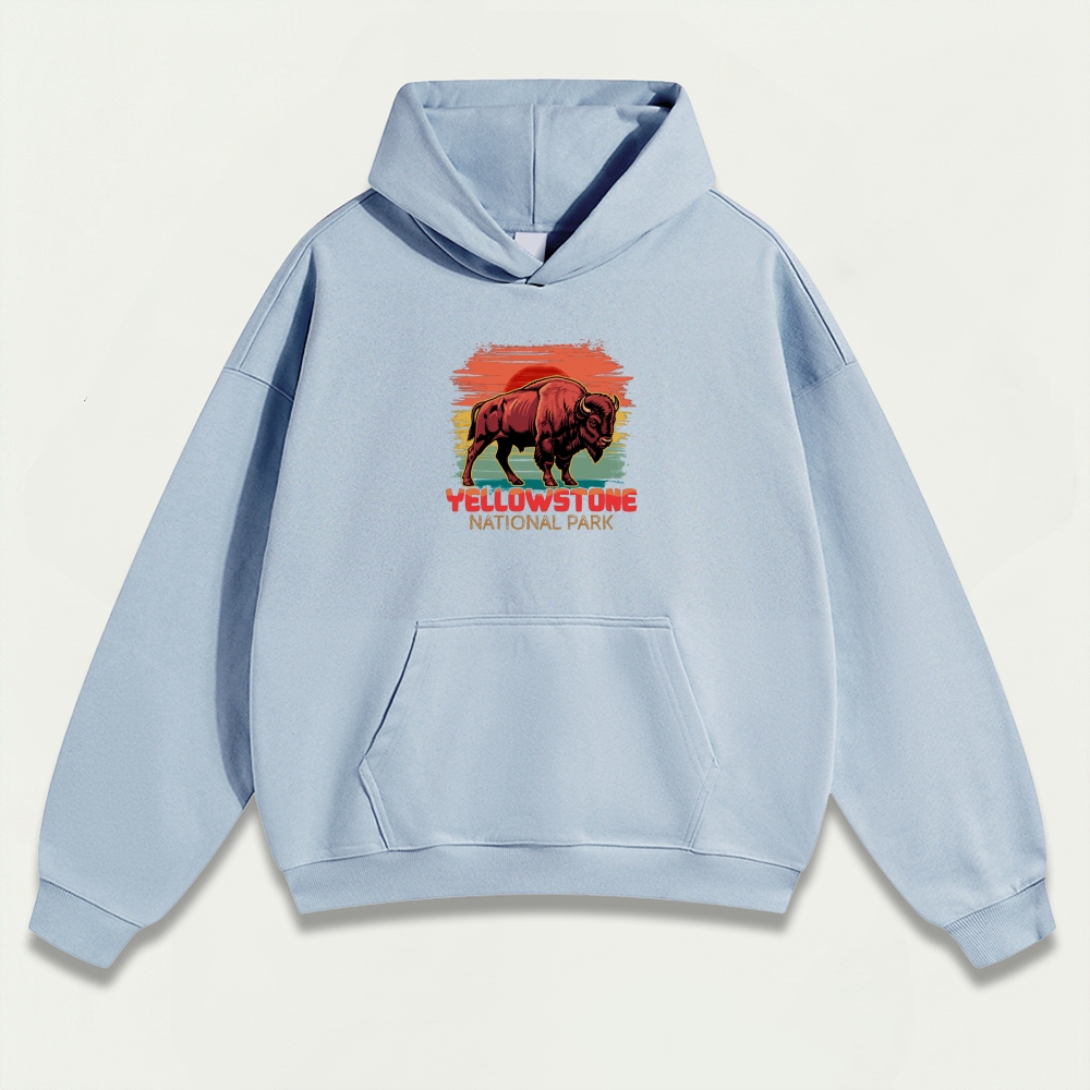 Yellowstone National Park Heavyweight Bison Hoodie-HikeVista
