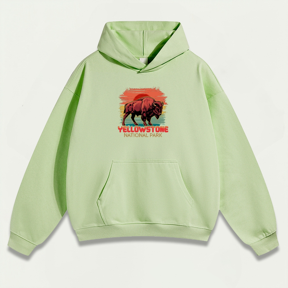 Yellowstone National Park Heavyweight Bison Hoodie-HikeVista