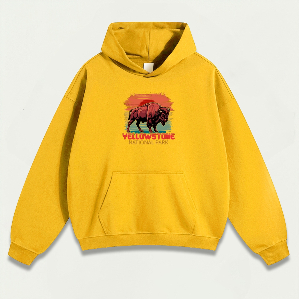 Yellowstone National Park Heavyweight Bison Hoodie-HikeVista
