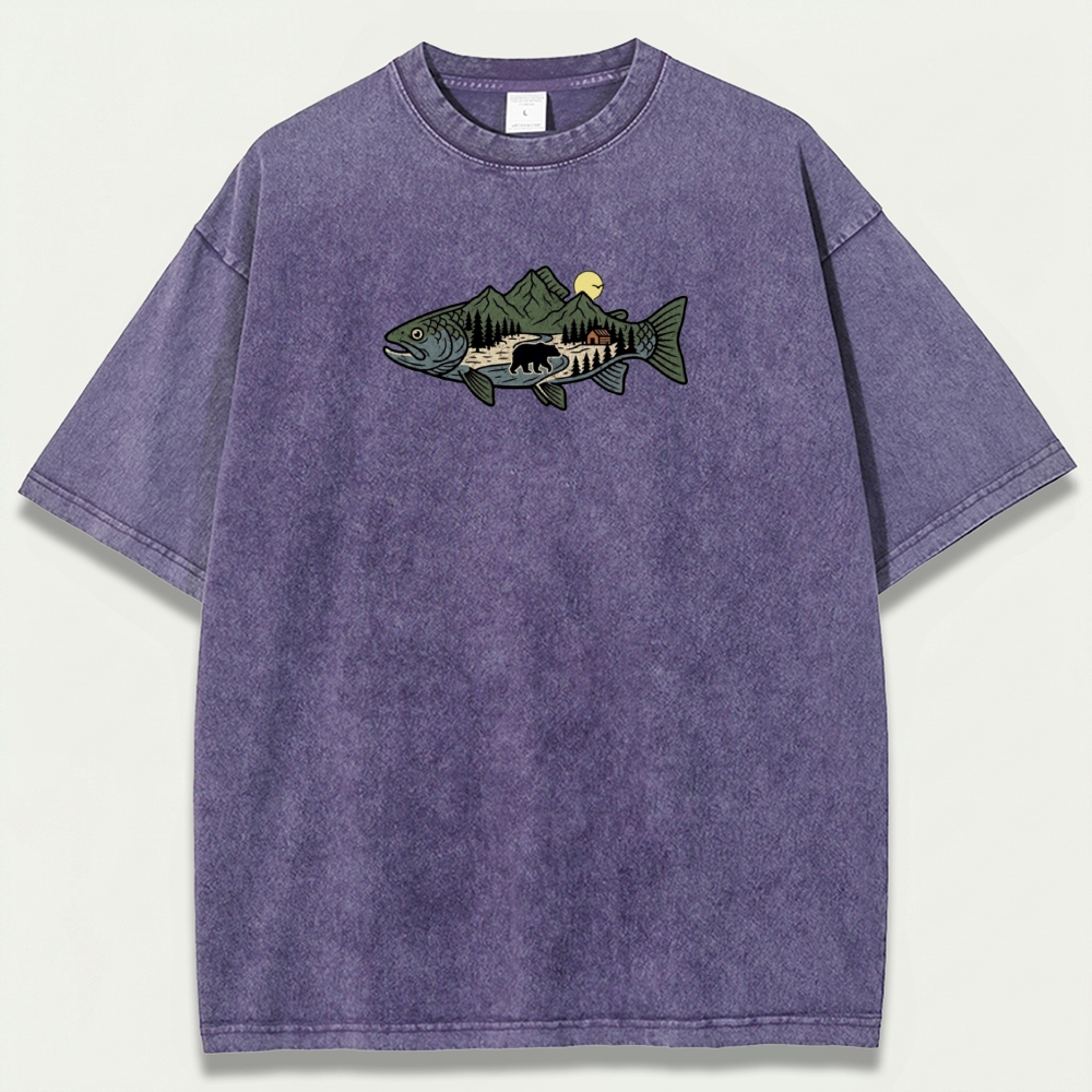 Fish Bear Forest Vintage Organic Cotton Trail Tee