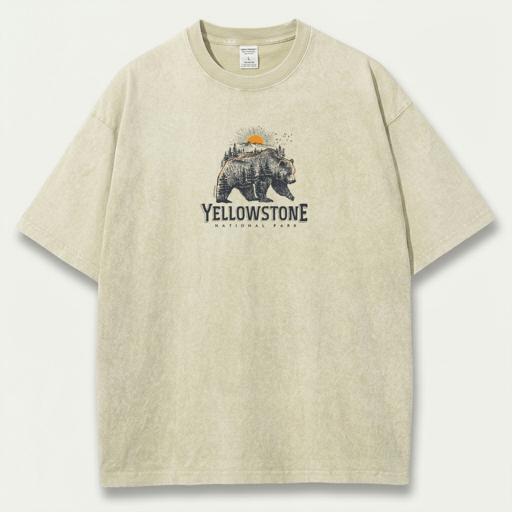 Yellowstone National Park Vintage Organic Cotton Bear Tee