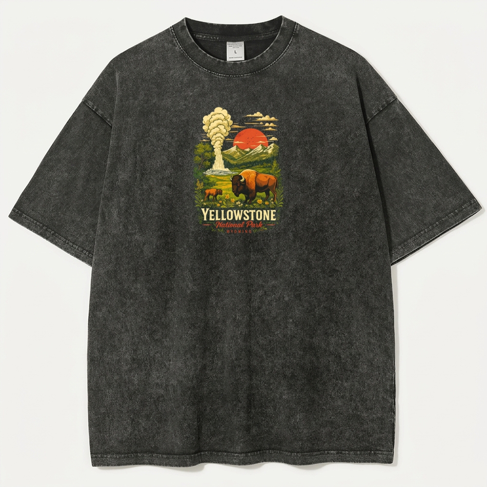 Yellowstone National Park Vintage Organic Cotton Trail Tee-HikeVista