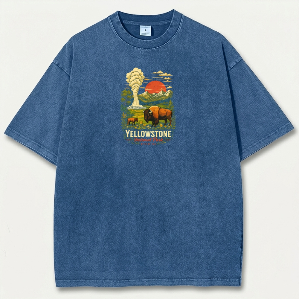 Yellowstone National Park Vintage Organic Cotton Trail Tee-HikeVista