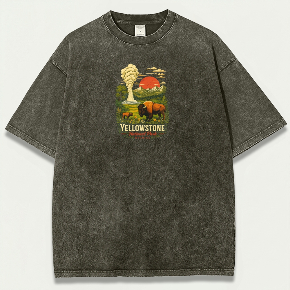 Yellowstone National Park Vintage Organic Cotton Trail Tee-HikeVista
