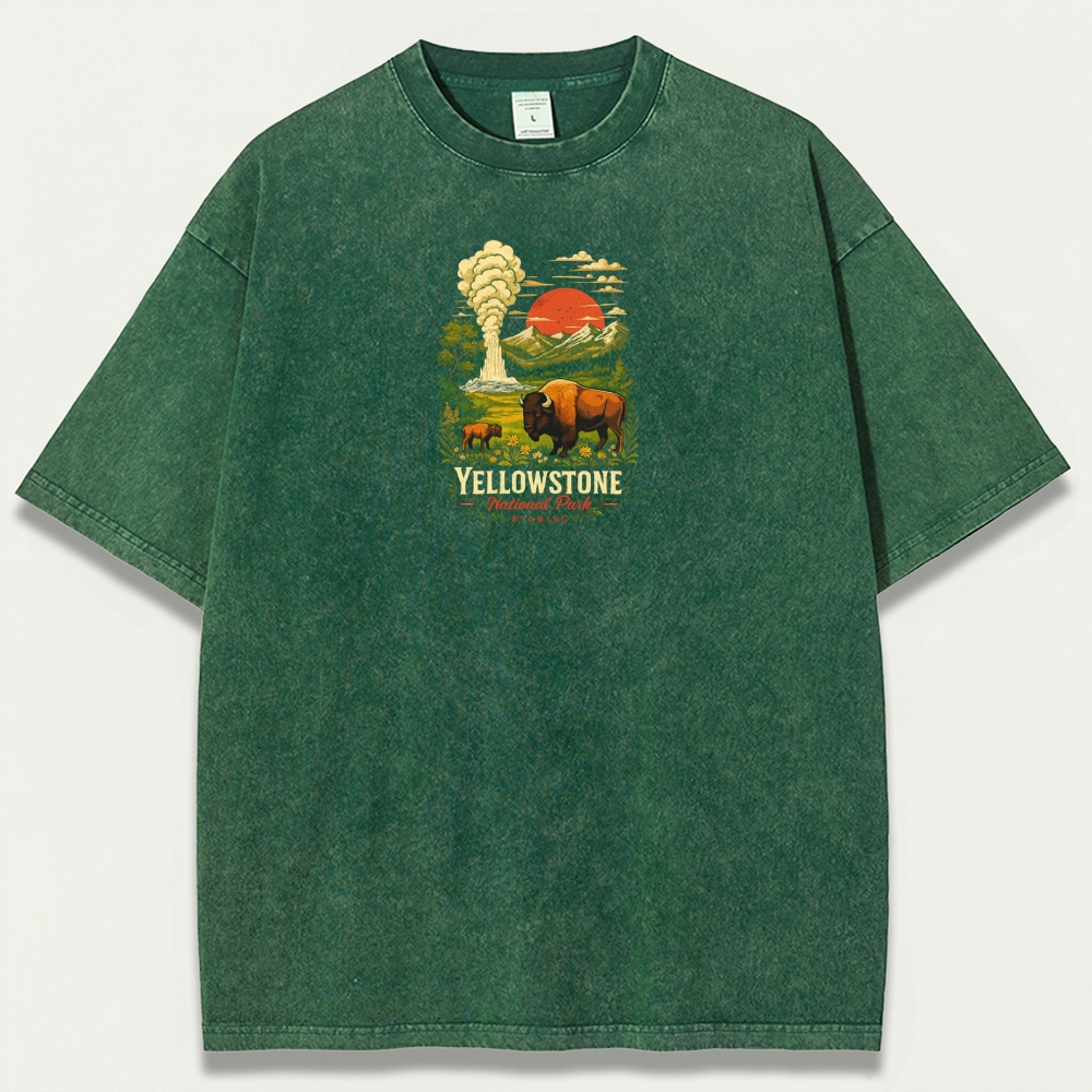 Yellowstone National Park Vintage Organic Cotton Trail Tee-HikeVista