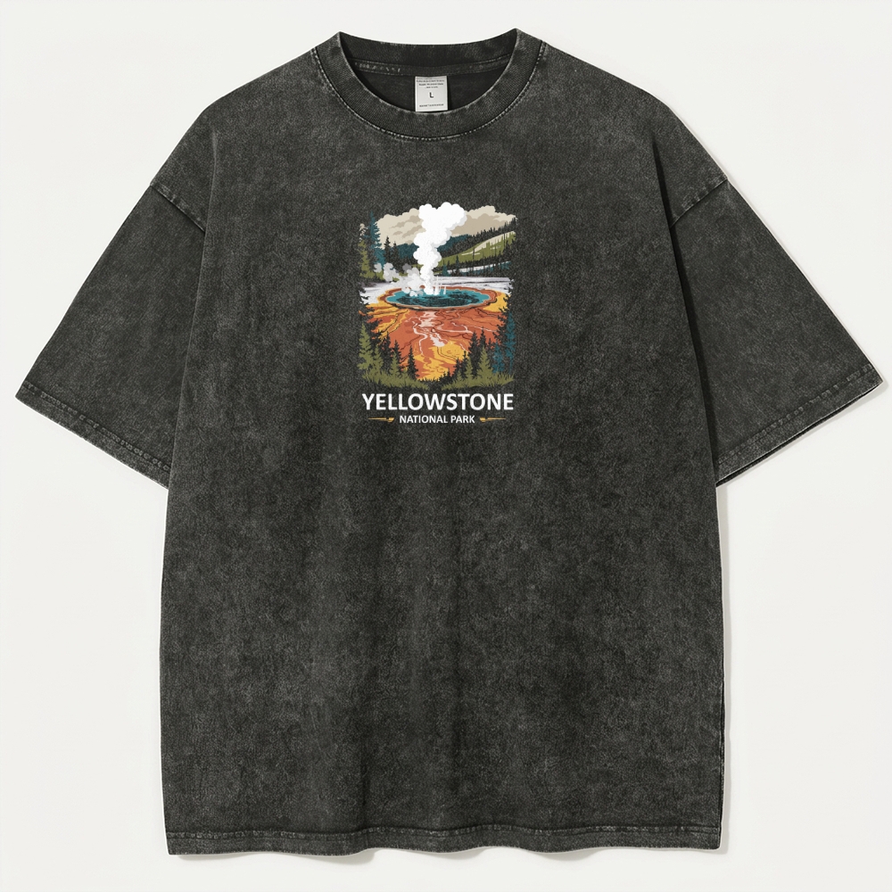 Yellowstone National Park Vintage Organic Cotton Trail Tee-HikeVista