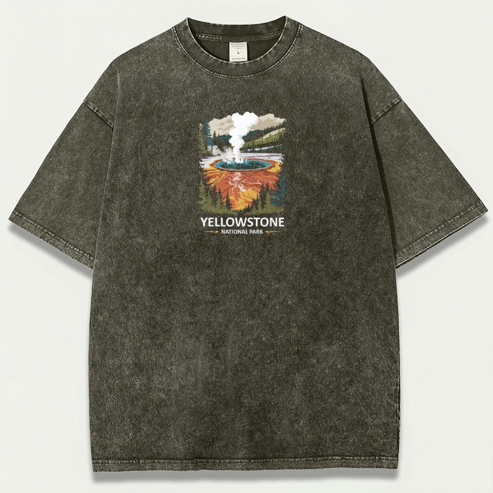 Yellowstone National Park Vintage Organic Cotton Trail Tee-HikeVista