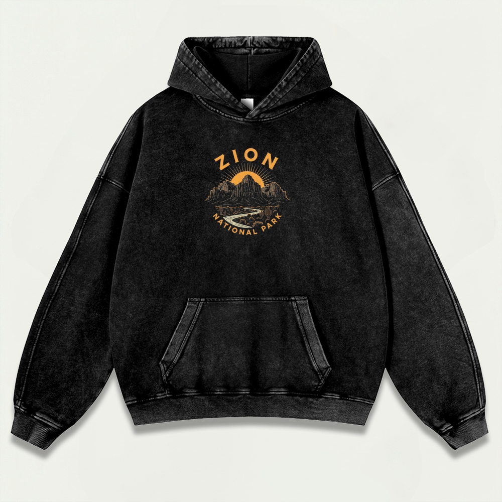 Zion National Park Vintage Premium Heavyweight Trail Hoodie-HikeVista