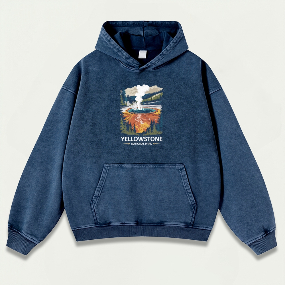 Yellowstone National Park Vintage Premium Heavyweight Trail Hoodie-HikeVista