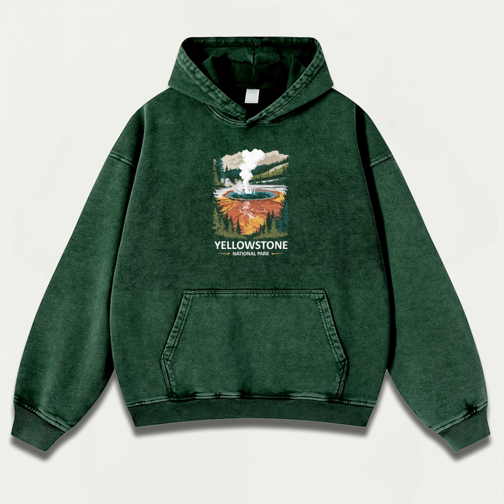 Yellowstone National Park Vintage Premium Heavyweight Trail Hoodie-HikeVista