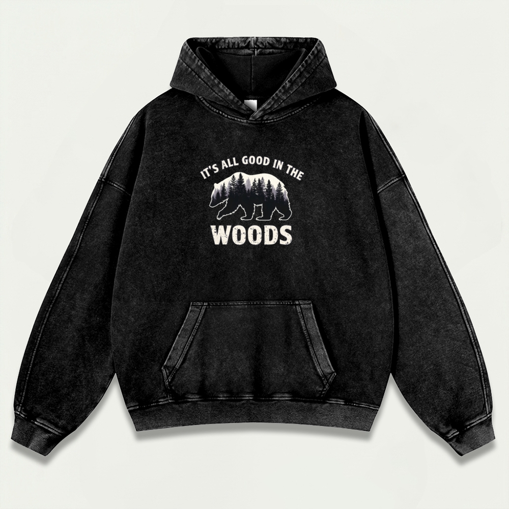 It's All Good In The Woods Vintage Premium Heavyweight Bear Hoodie