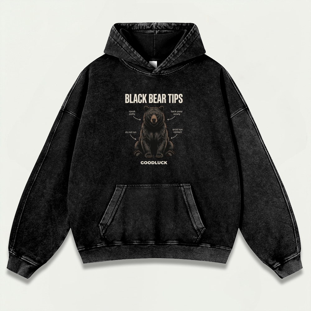 Black Bear Tips Vintage Premium Heavyweight Trail Hoodie-HikeVista