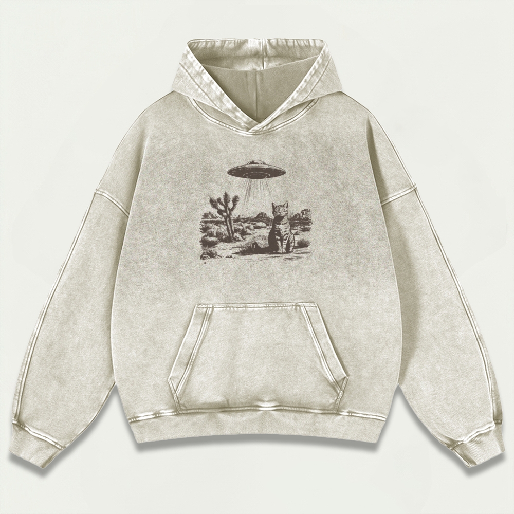 UFO Cat Western Vintage Premium Heavyweight Trail Hoodie-HikeVista
