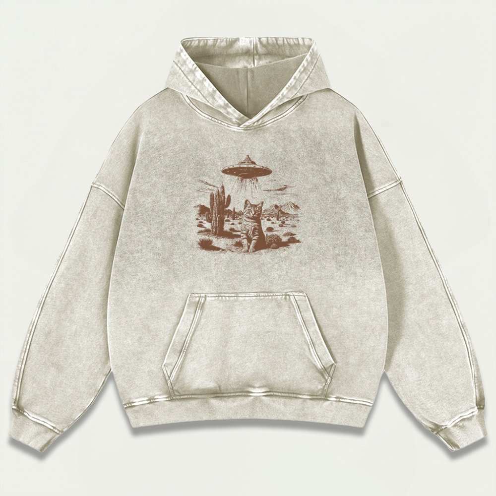 UFO Cat Western Vintage Premium Heavyweight Trail Hoodie-HikeVista