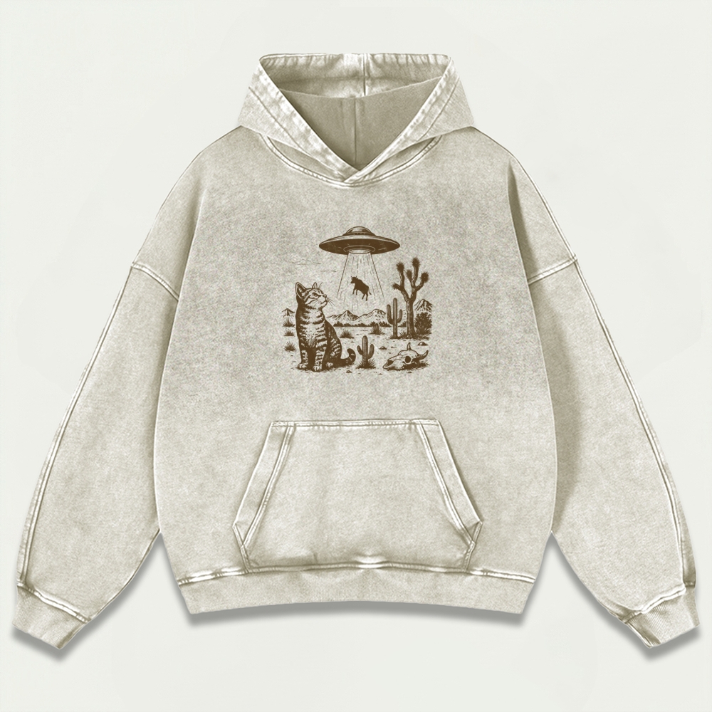 UFO Cat Western Vintage Premium Heavyweight Trail Hoodie-HikeVista