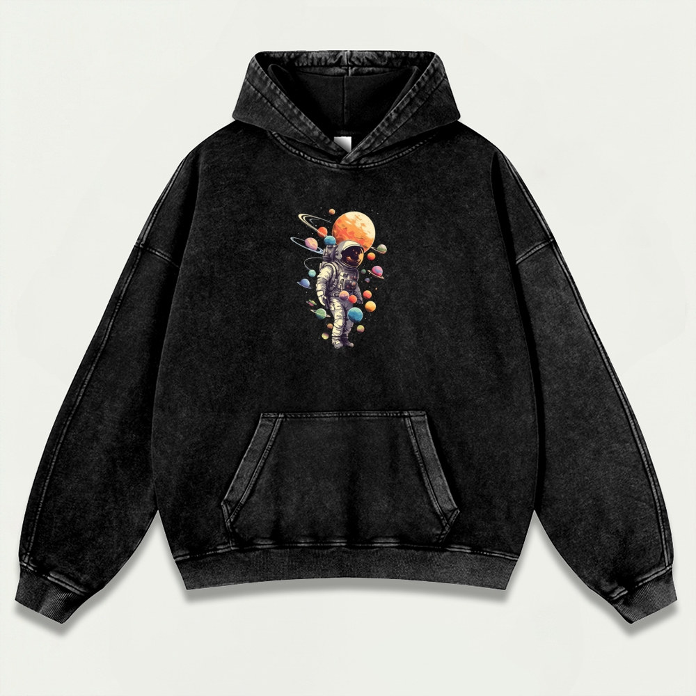 Galaxy Astronaut Vintage Premium Heavyweight Trail Hoodie-HikeVista
