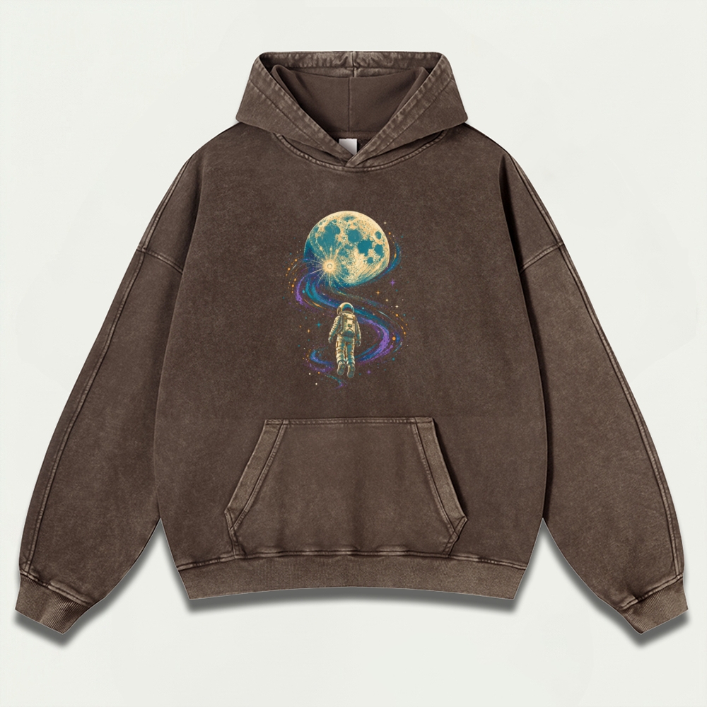 Astronaut Moon Vintage Premium Heavyweight Trail Hoodie-HikeVista