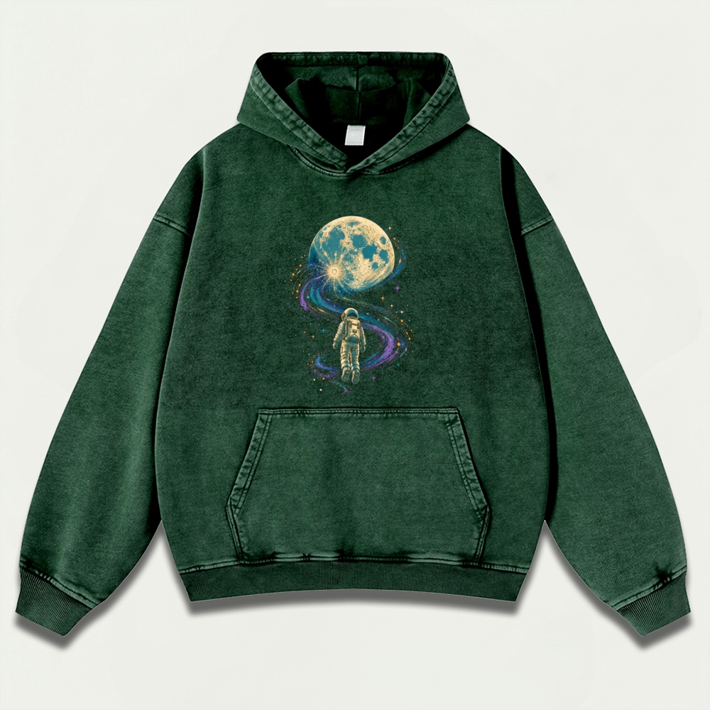 Astronaut Moon Vintage Premium Heavyweight Trail Hoodie-HikeVista
