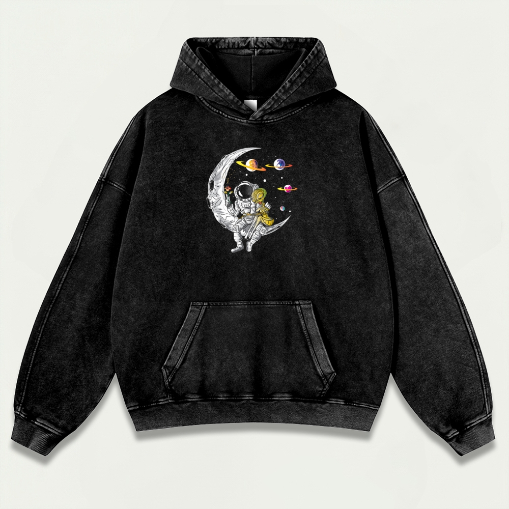 Galaxy Astronaut Vintage Premium Heavyweight Trail Hoodie-HikeVista