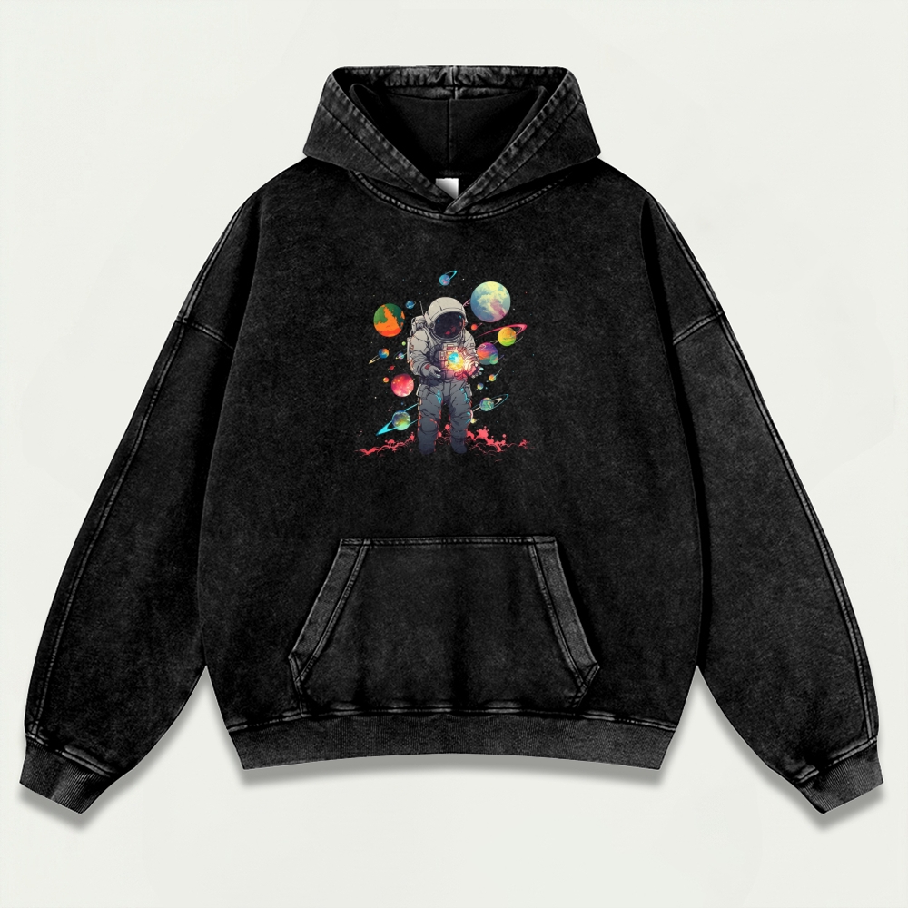 Galaxy Astronaut Vintage Premium Heavyweight Trail Hoodie-HikeVista