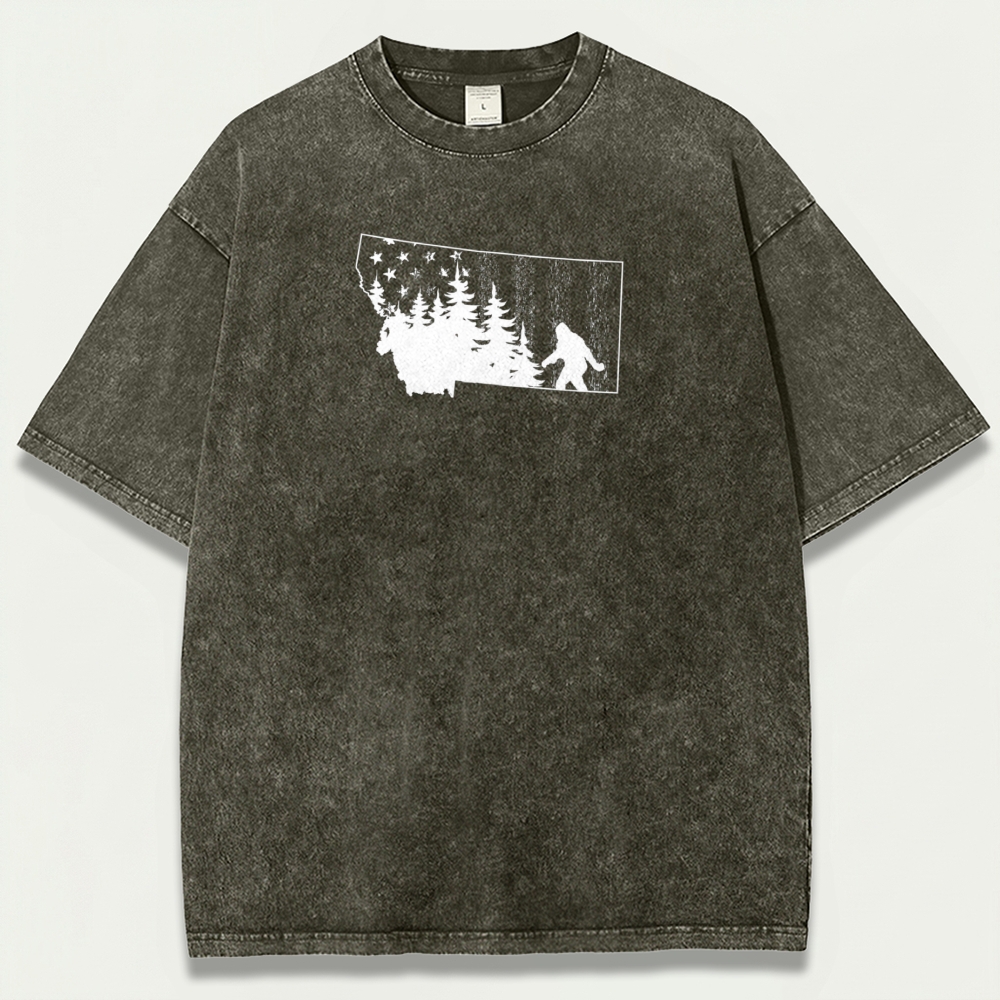 American Flag Bigfoot Vintage Organic Cotton Trail Tee-HikeVista