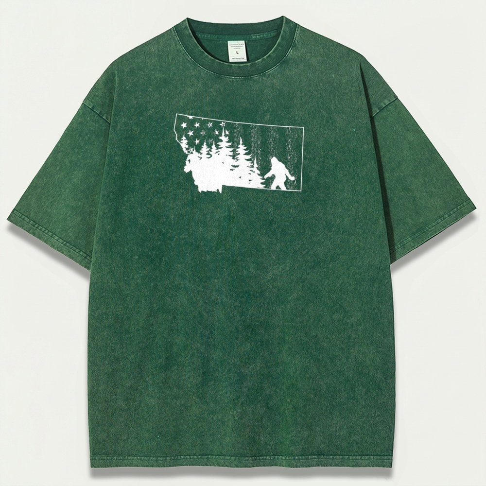American Flag Bigfoot Vintage Organic Cotton Trail Tee-HikeVista