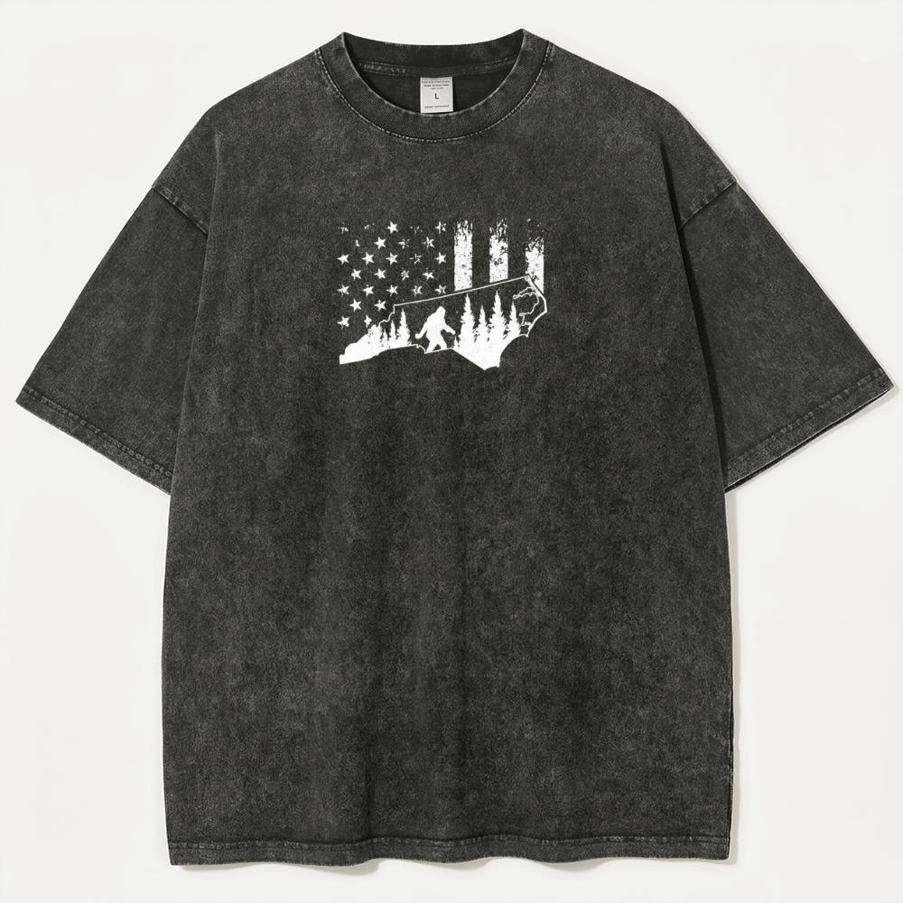 American Flag Bigfoot Vintage Organic Cotton Trail Tee-HikeVista