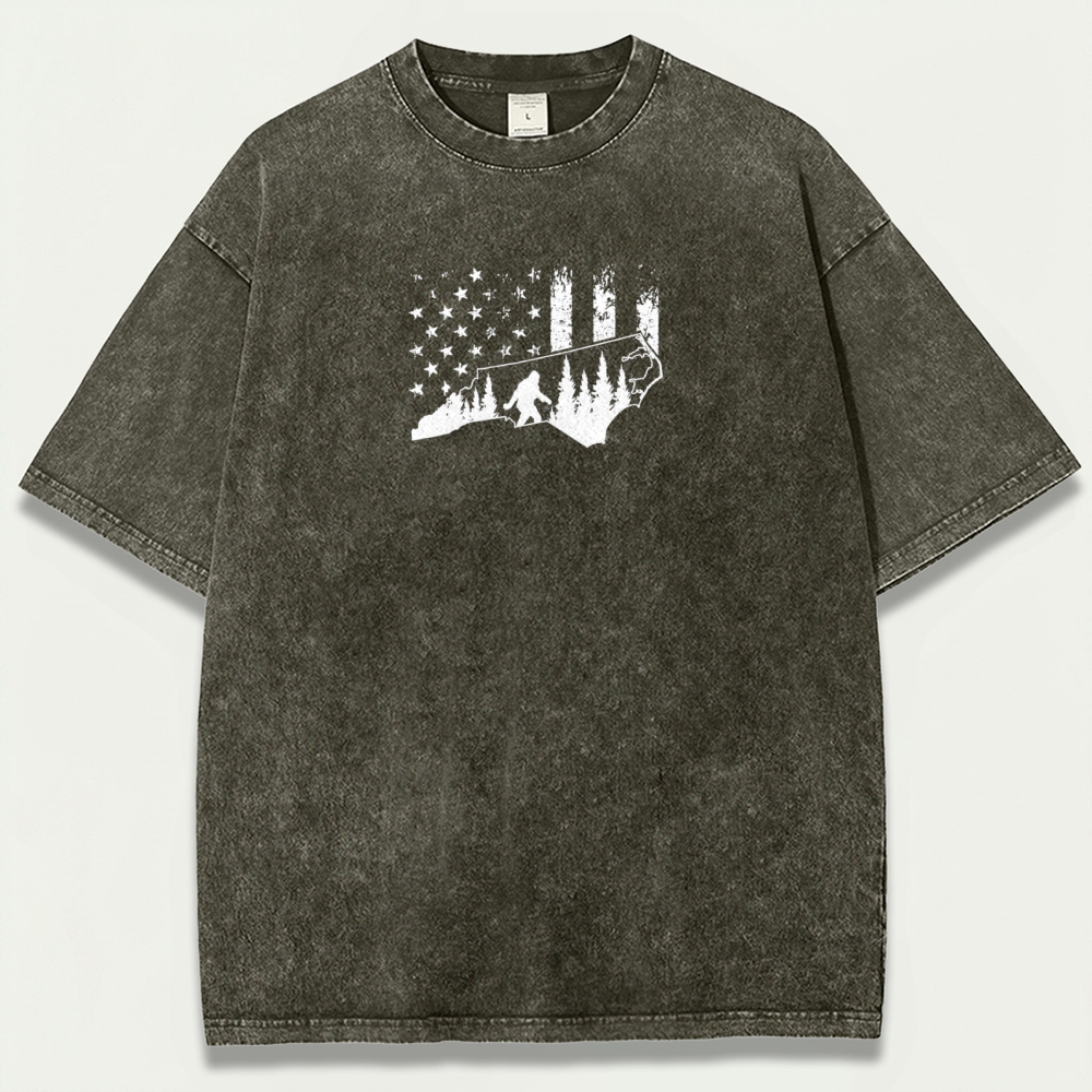 American Flag Bigfoot Vintage Organic Cotton Trail Tee-HikeVista