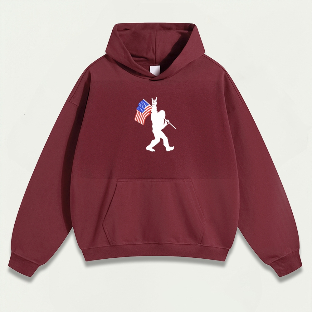 American Flag Bigfoot Heavyweight Trail Hoodie-HikeVista