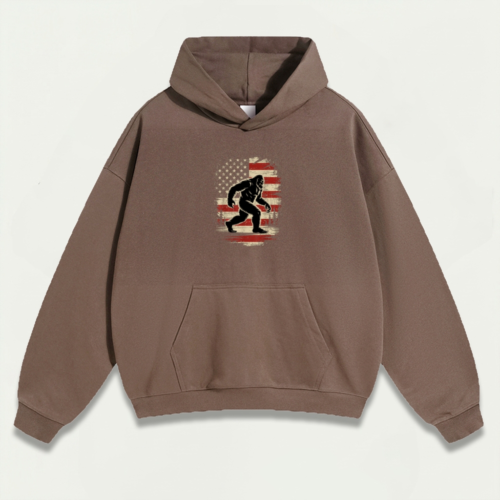 American Flag Bigfoot Heavyweight Trail Hoodie-HikeVista
