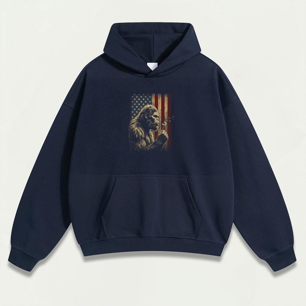 American Flag Bigfoot Heavyweight Trail Hoodie-HikeVista