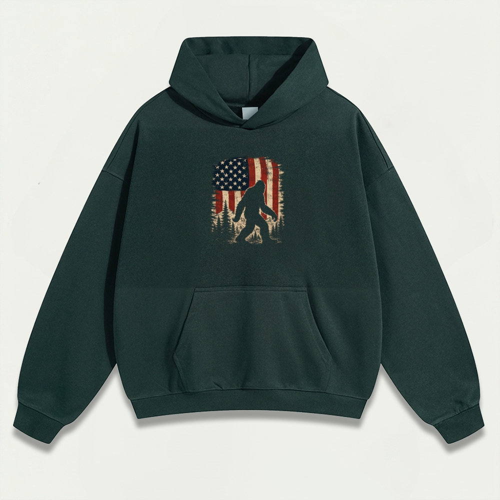 American Flag Bigfoot Heavyweight Trail Hoodie-HikeVista
