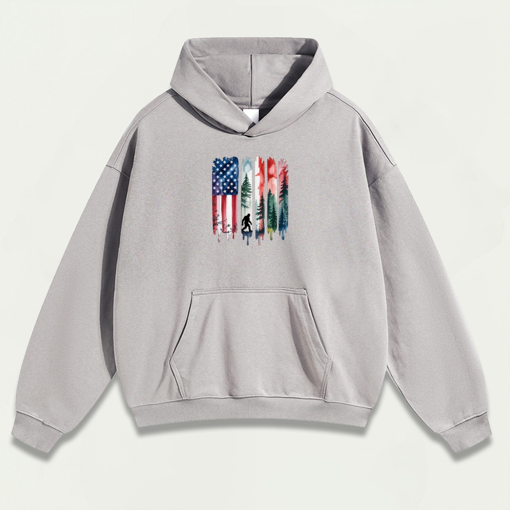 American Flag Bigfoot Heavyweight Trail Hoodie-HikeVista