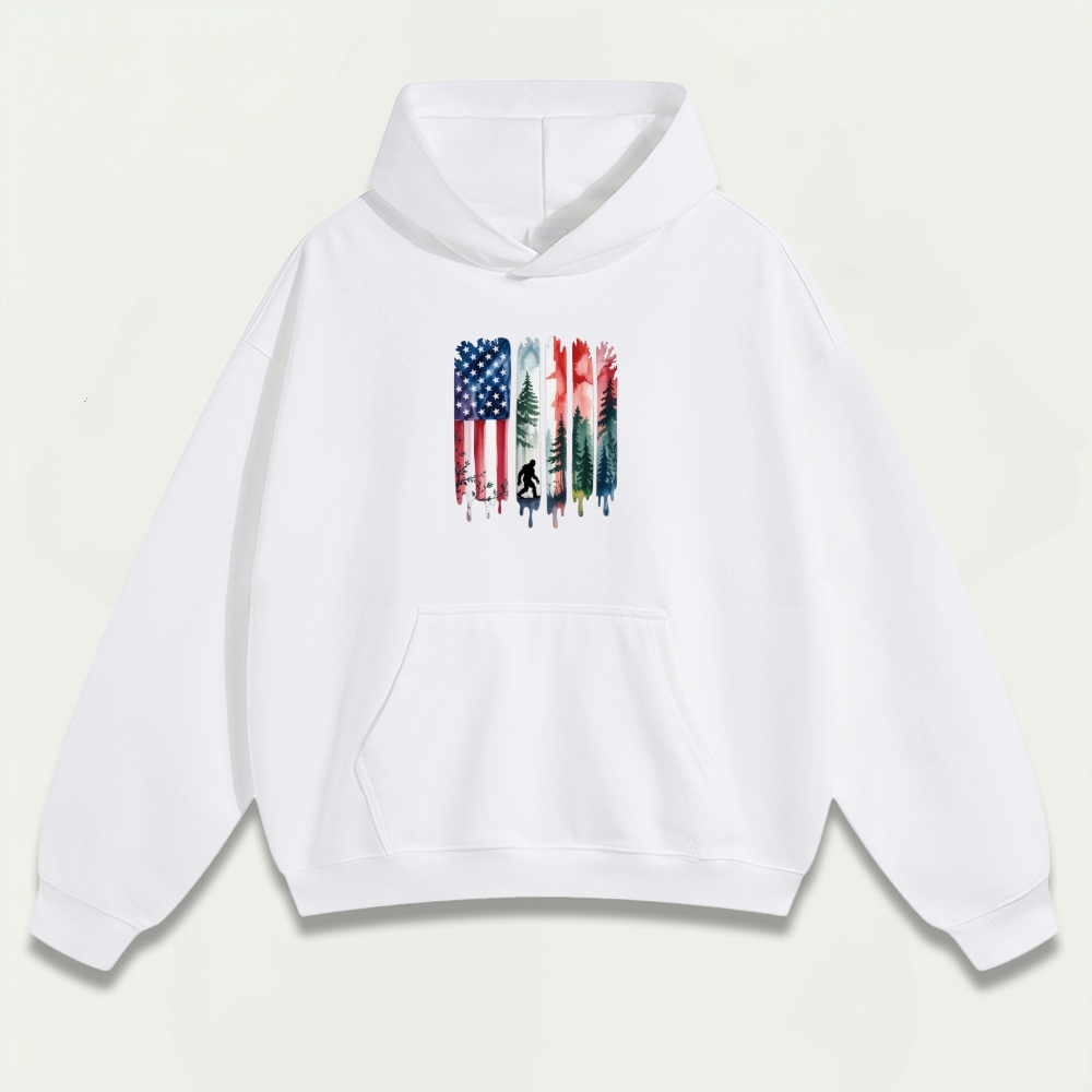 American Flag Bigfoot Heavyweight Trail Hoodie-HikeVista