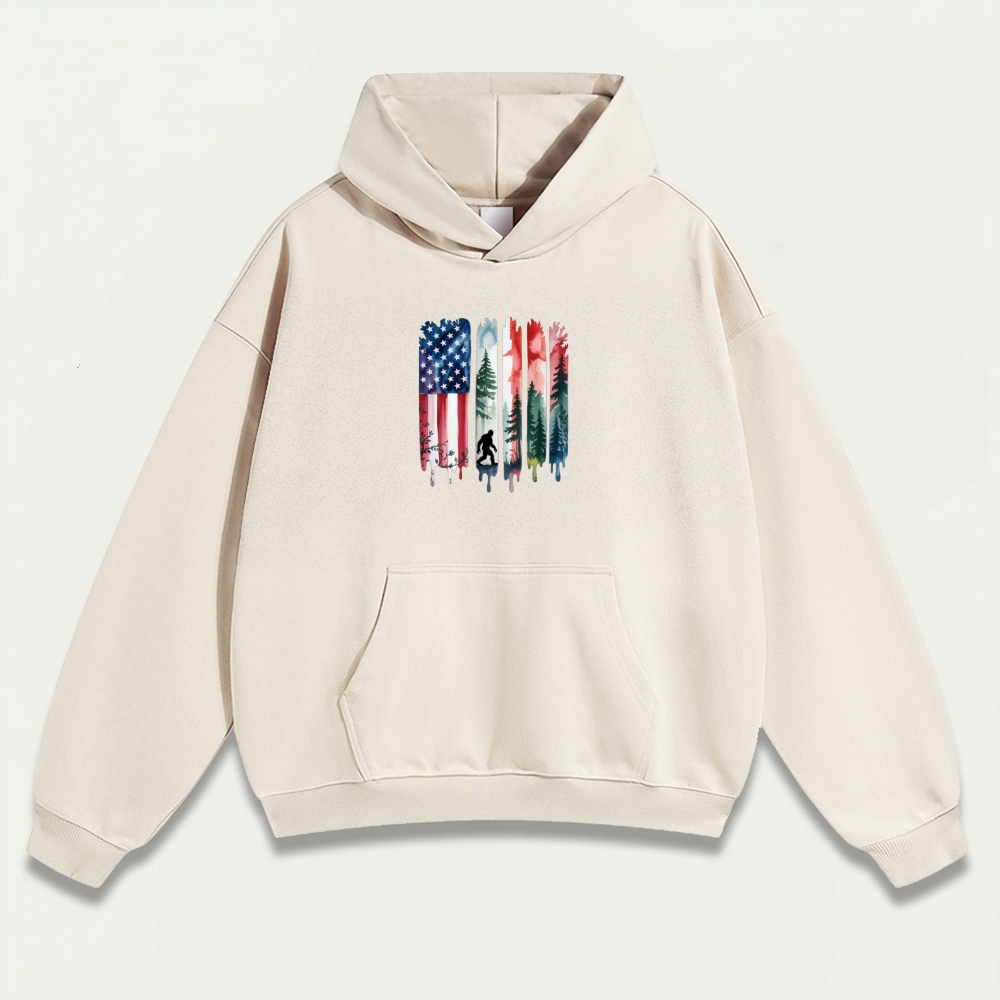American Flag Bigfoot Heavyweight Trail Hoodie-HikeVista