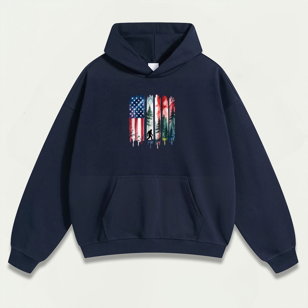 American Flag Bigfoot Heavyweight Trail Hoodie-HikeVista