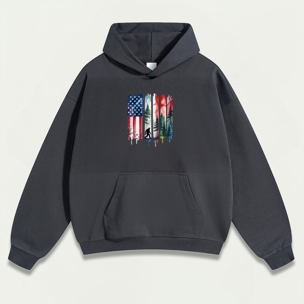 American Flag Bigfoot Heavyweight Trail Hoodie-HikeVista