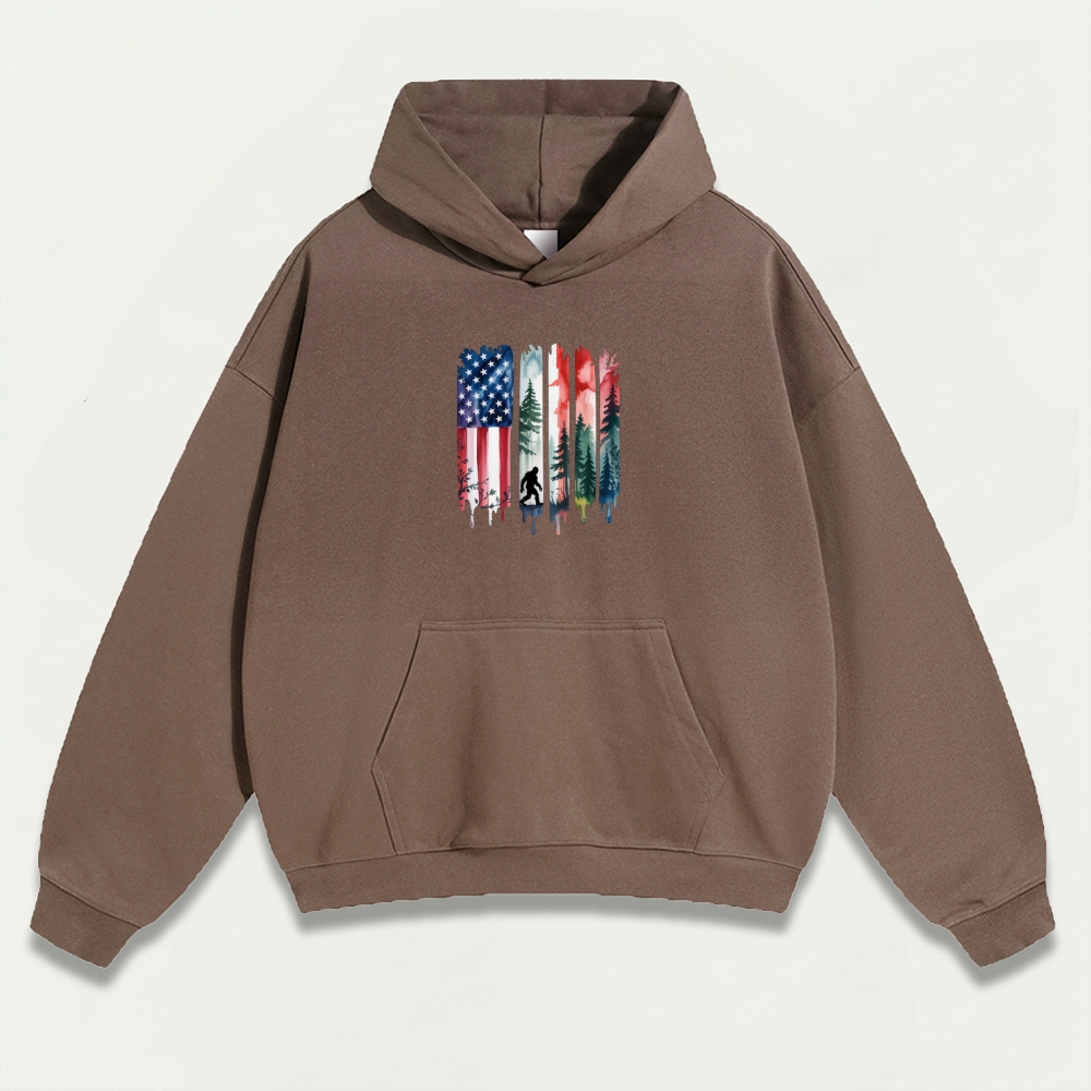 American Flag Bigfoot Heavyweight Trail Hoodie-HikeVista