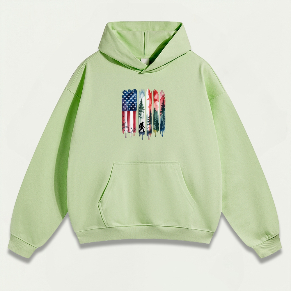 American Flag Bigfoot Heavyweight Trail Hoodie-HikeVista