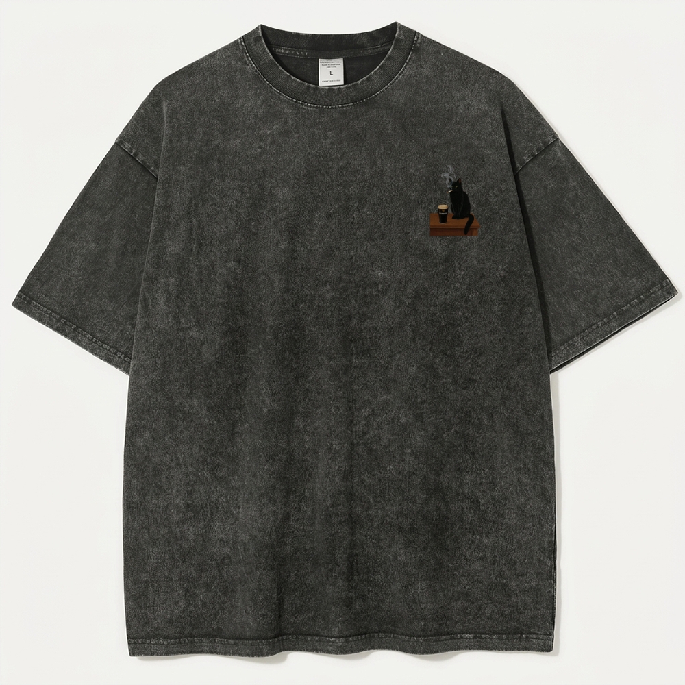 Cat Smoking Beer Vintage Organic Cotton Trail Tee