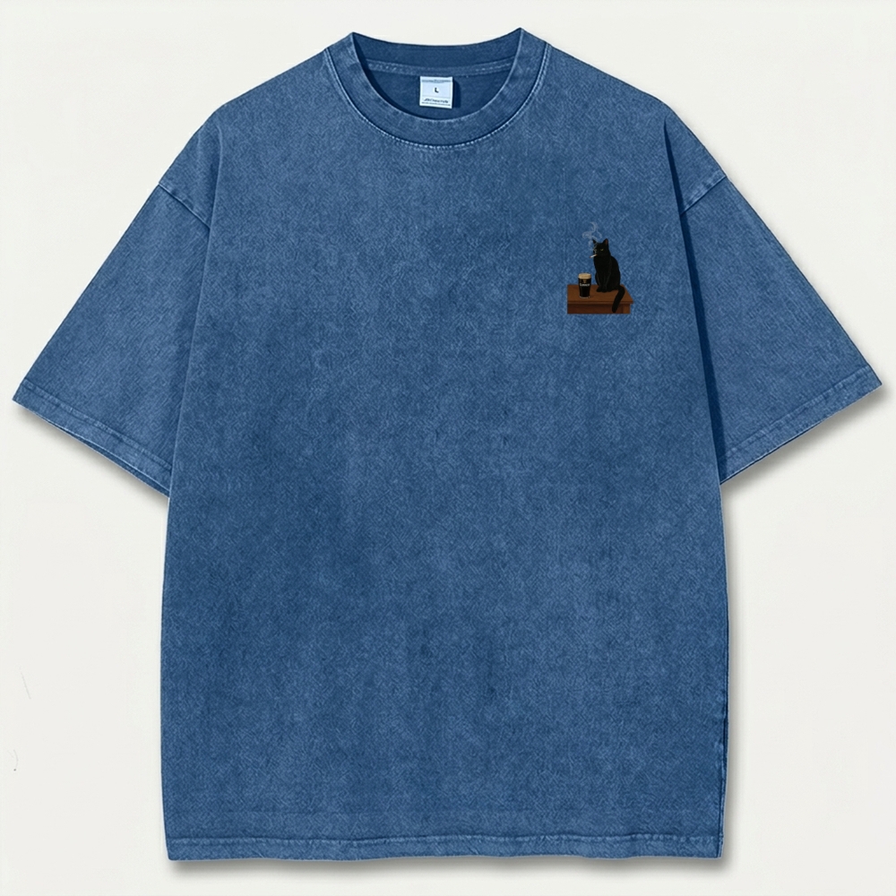 Cat Smoking Beer Vintage Organic Cotton Trail Tee