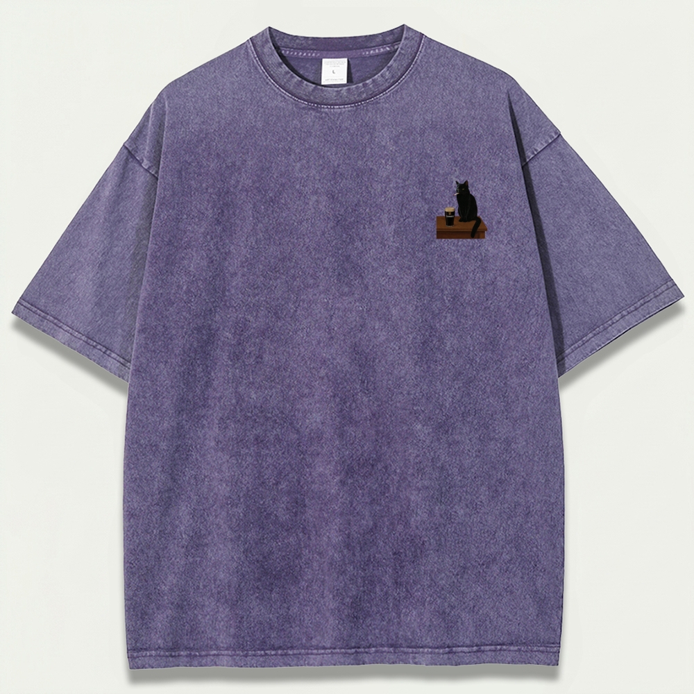 Cat Smoking Beer Vintage Organic Cotton Trail Tee