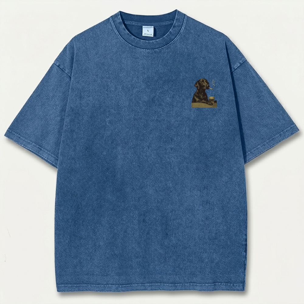 Dog Smoking Beer Vintage Organic Cotton Trail Tee
